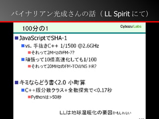 バイナリアン光成さんの話（ LL Spirit にて） 