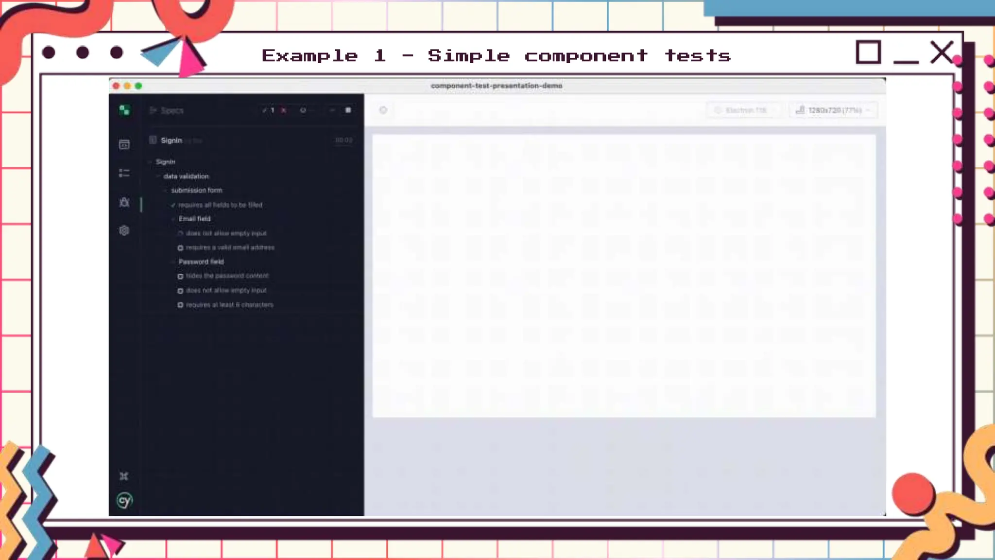 Example 1 - Simple component tests
 