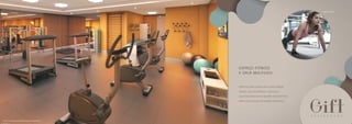 ESPAÇO FITNESS 
E SALA MULTIUSO 
PERFEITO PARA QUEM NÃO PODE PERDER 
TEMPO: UMA ACADEMIA E UMA SALA 
MULTIUSO PARA ESTAR SEMPRE PRONTO PARA 
PRATICAR AS SUAS ATIVIDADES FAVORITAS. 
PER SPEC T IVA ILUS TR AT IVA DO E SPAÇO F I TNE S S COM SAL A MULT IUSO 
IM AGEM I LUSTR AT IVA 
 