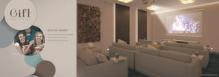 SALA DE CINEMA 
TODA A COMODIDADE DE TER SEMPRE 
OS SEUS FILMES FAVORITOS, 
EM EXIBIÇÃO PERTO DE VOCÊ. 
PER SPEC T IVA ILUS TR AT IVA DO E SPAÇO C INEMA 
IM AGEM I LUSTR AT IVA 
 