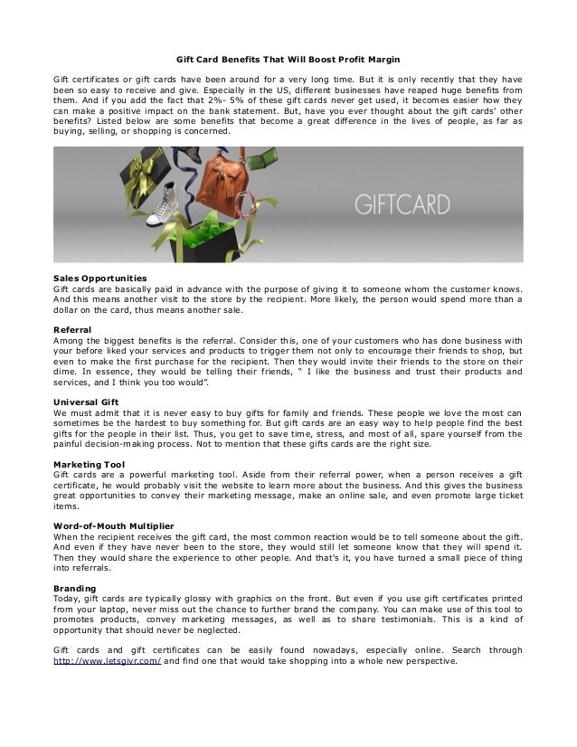 gift card benefits that will boost profit margin