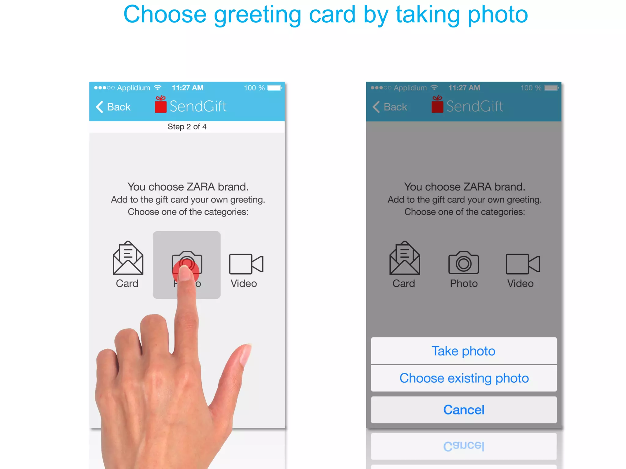 Choose greeting card by taking photo  