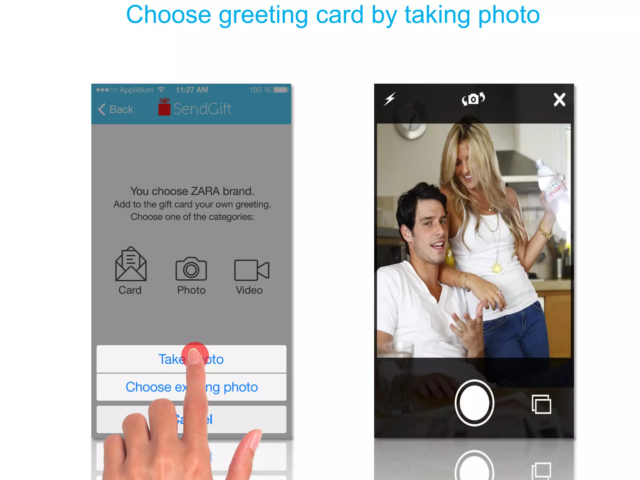Choose greeting card by taking photo  