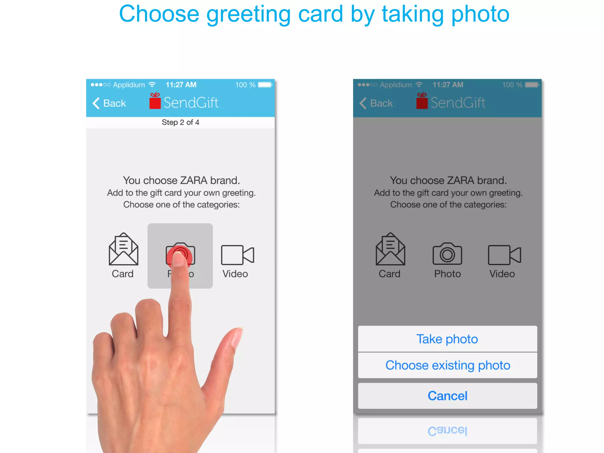 Choose greeting card by taking photo  