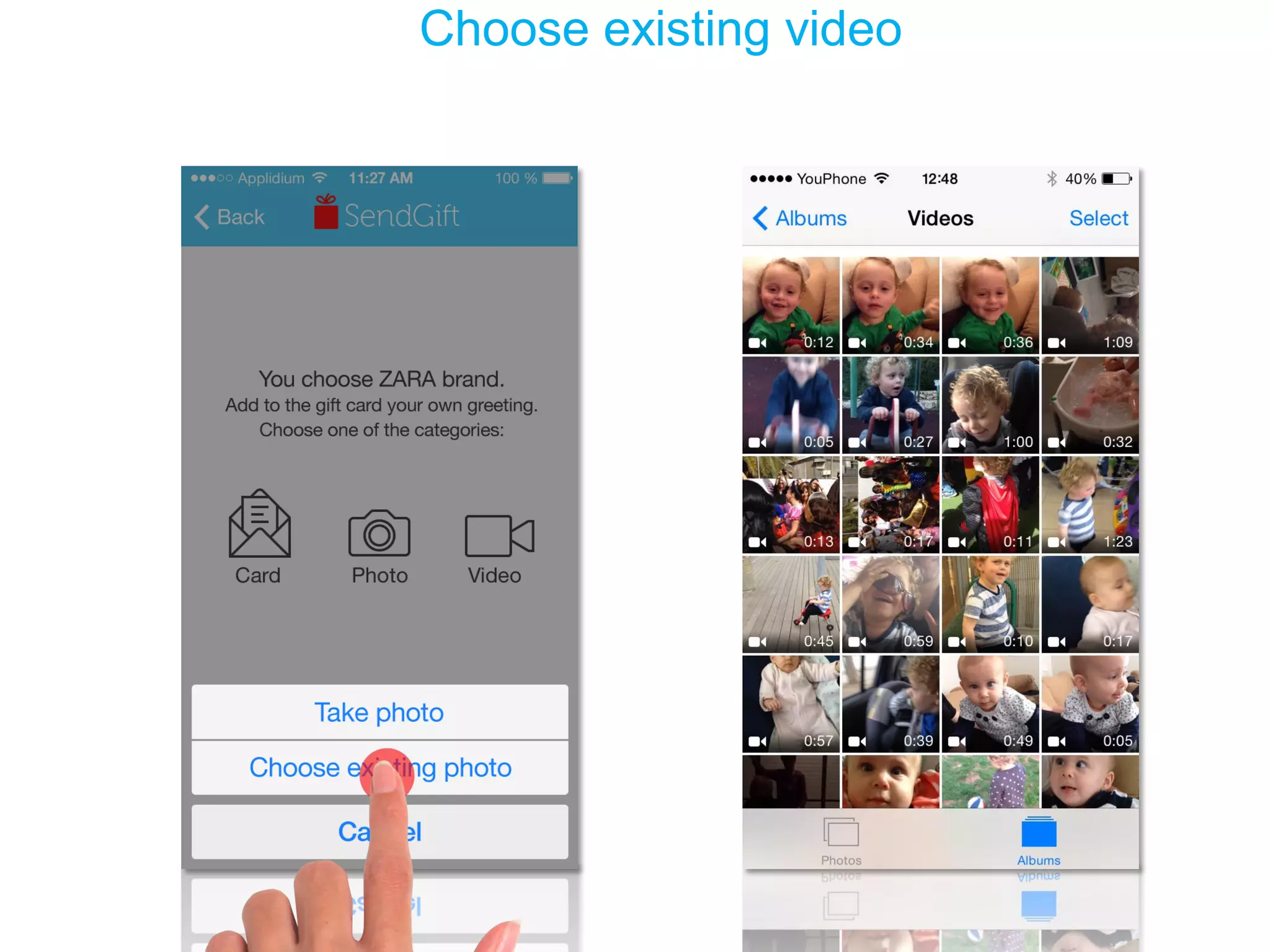 Choose existing video  