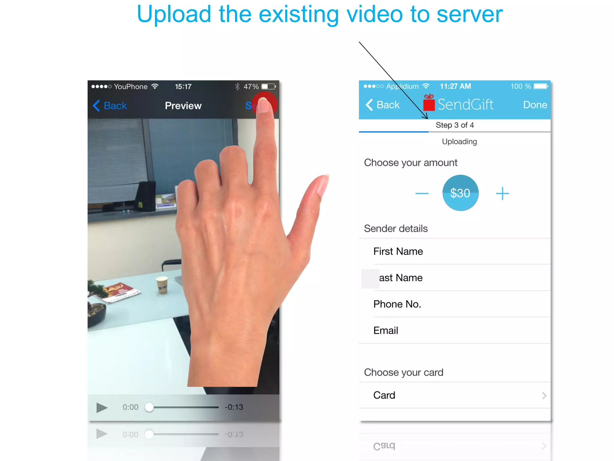 Upload the existing video to server  