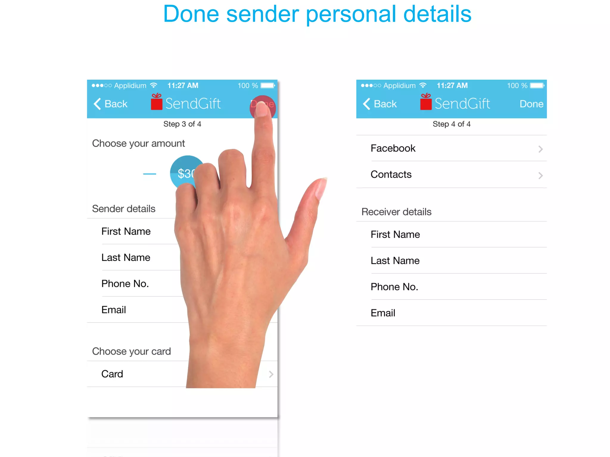 Done sender personal details  