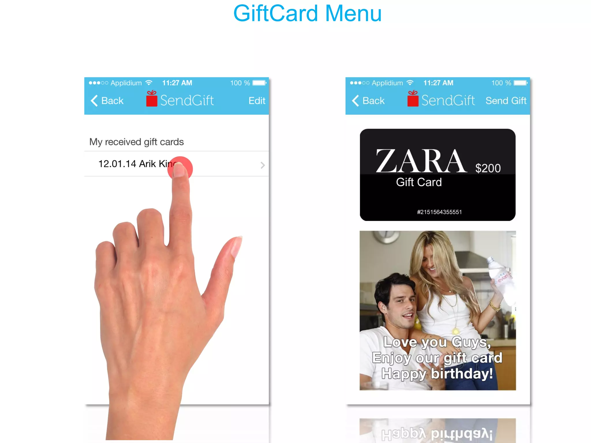 GiftCard Menu  