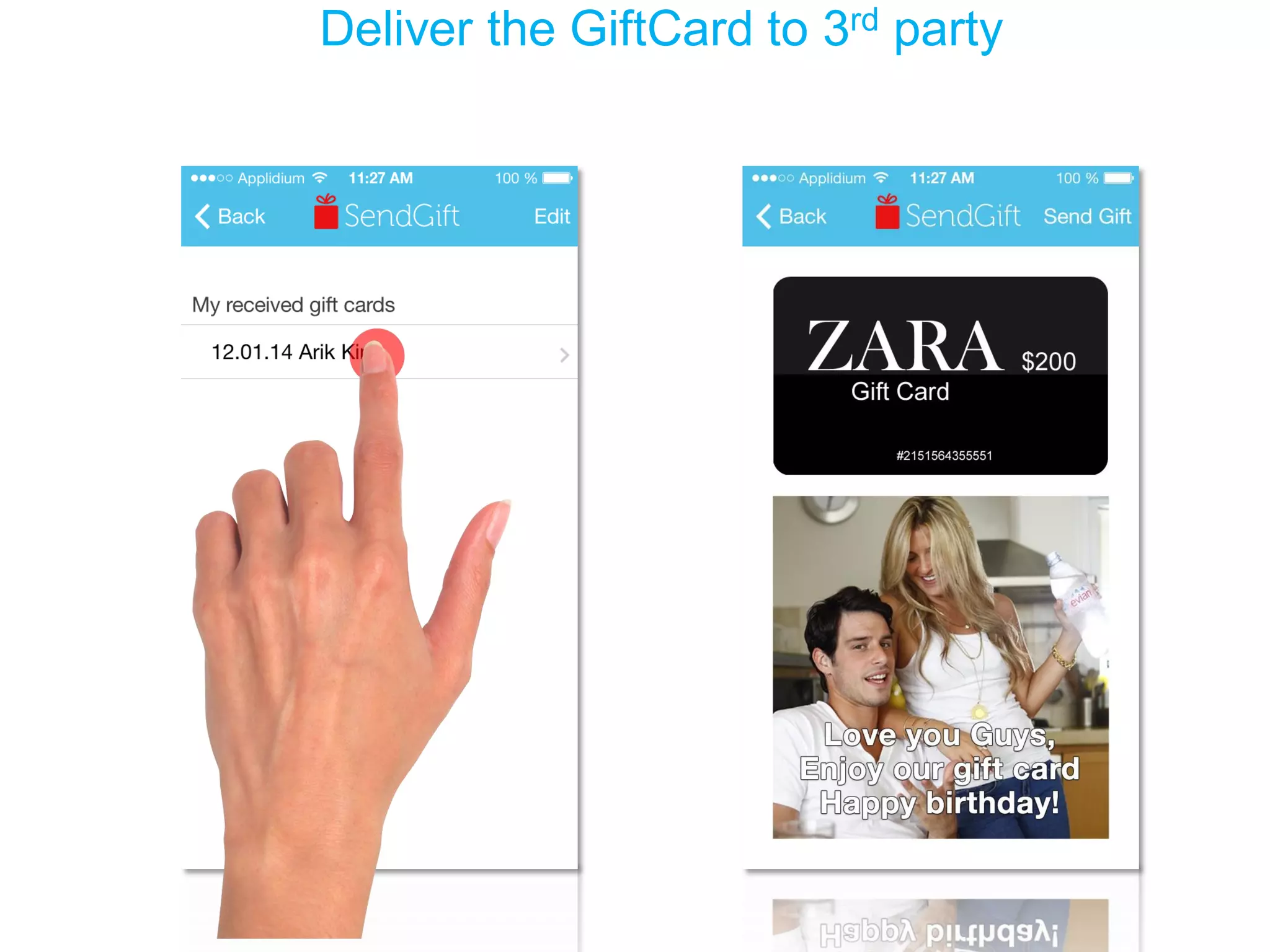 Deliver the GiftCard to 3rd party  