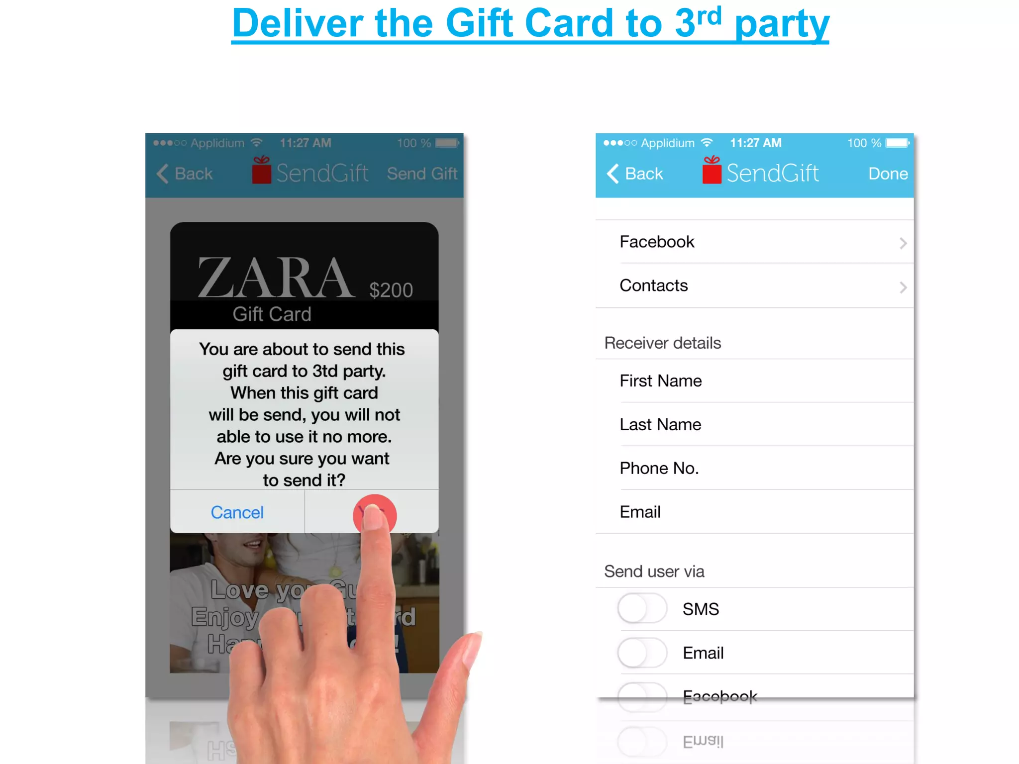 Deliver the Gift Card to 3rd party  