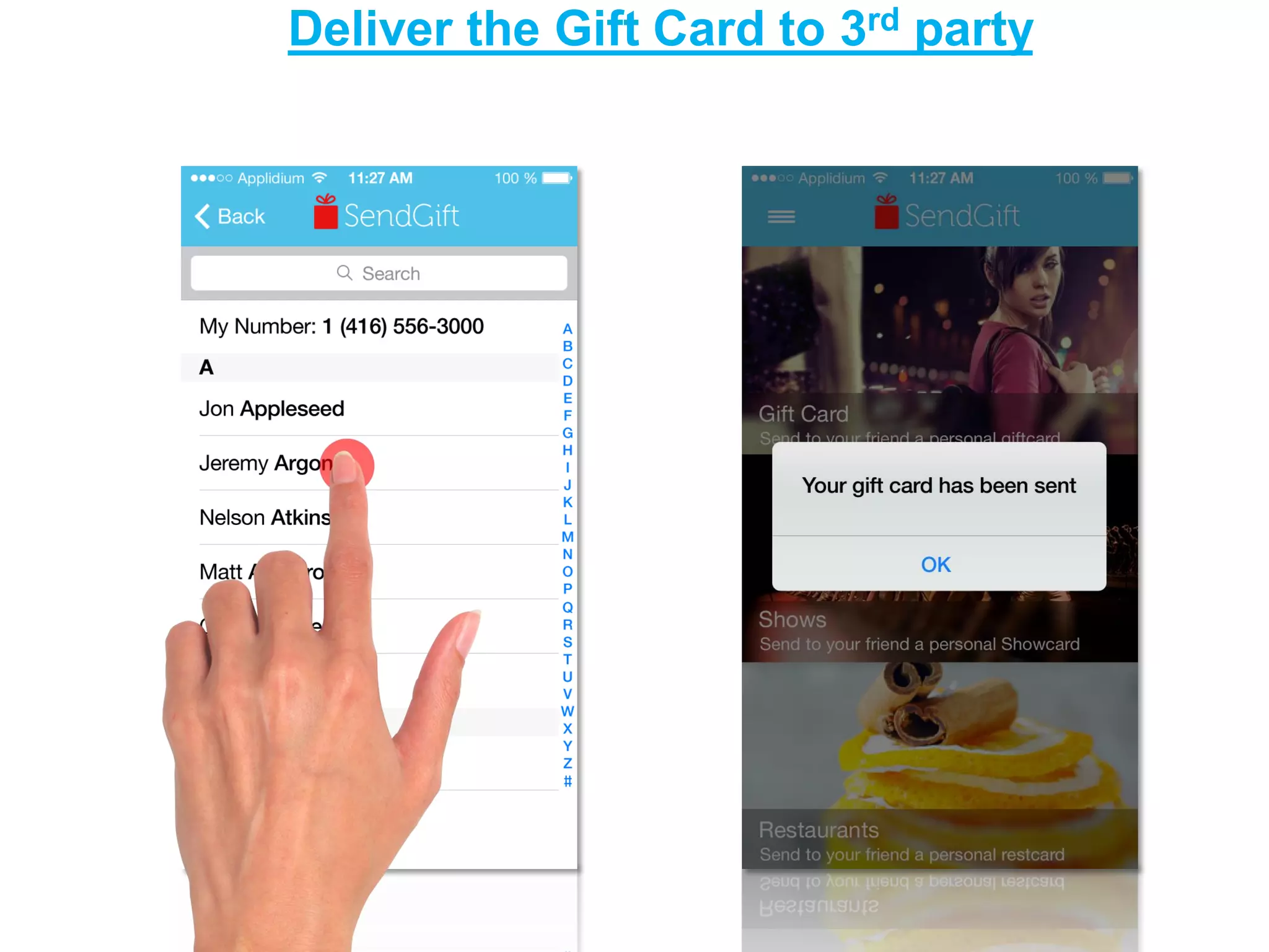 Deliver the Gift Card to 3rd party  