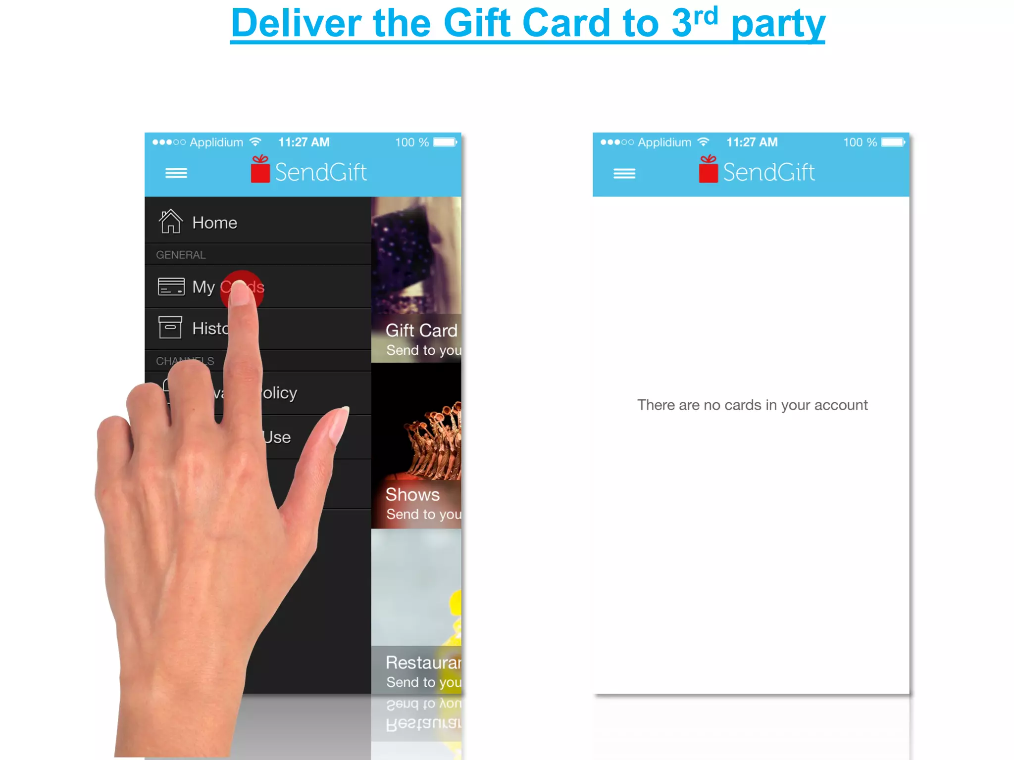 Deliver the Gift Card to 3rd party  