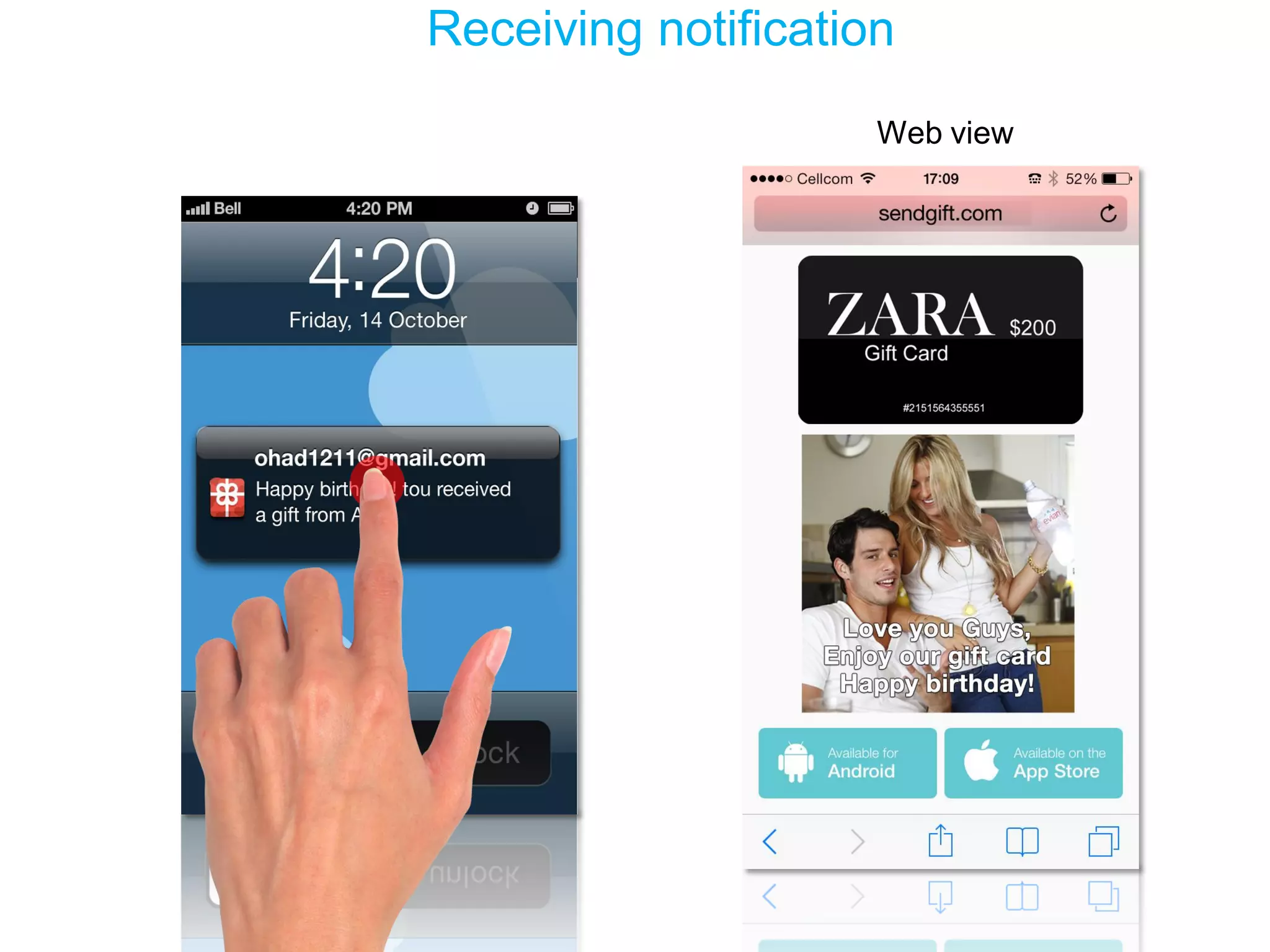 Receiving notification 
Web view 