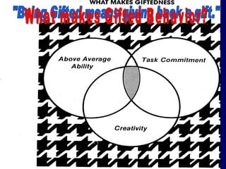 "Being Gifted means giving back a gift." What makes Gifted Behavior? 