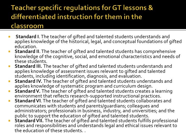Teacher Specific Regulations For Gt