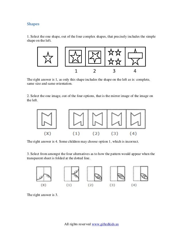 Gifted Children sample test