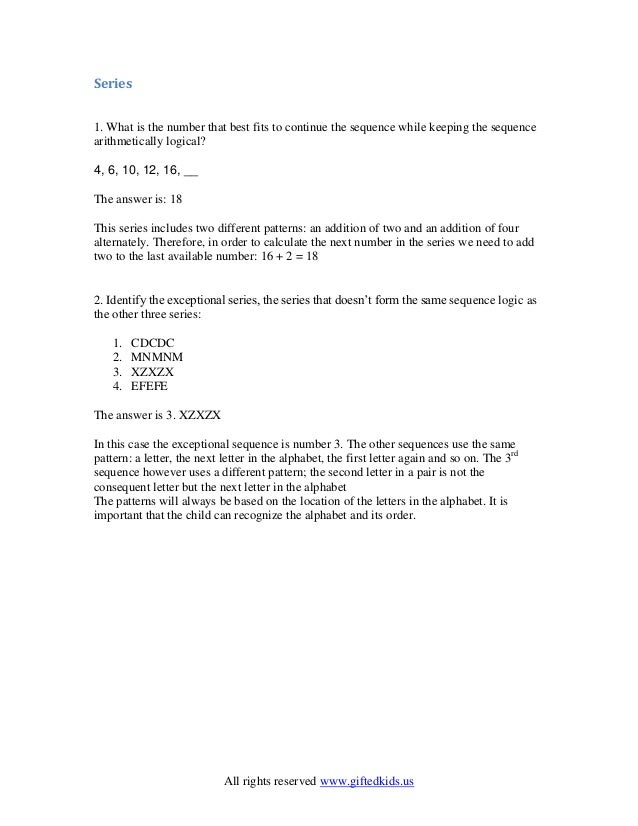 Gifted Children sample test