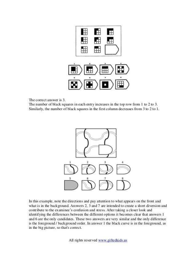 Gifted Children sample test
