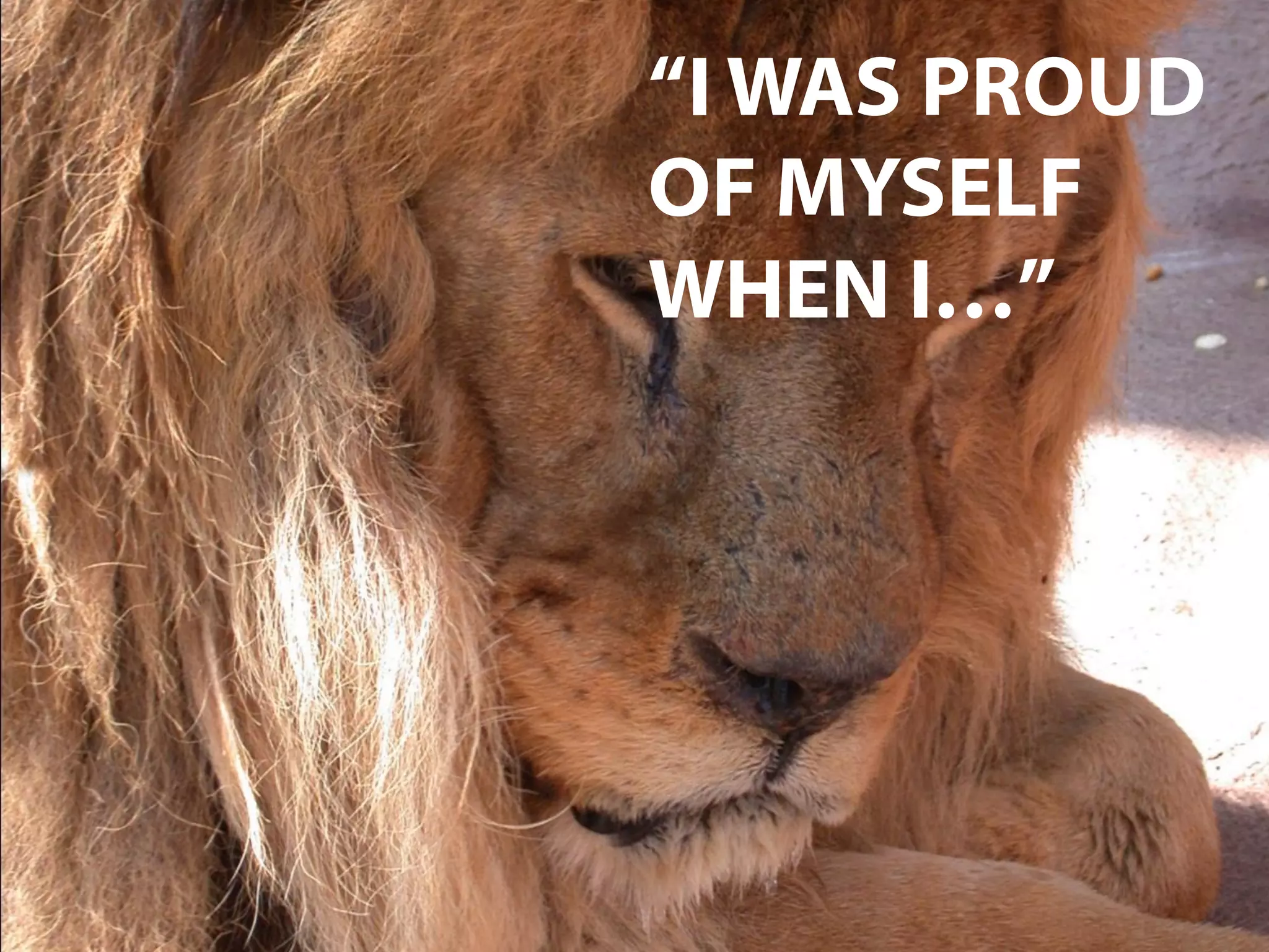 “I WAS PROUD
OF MYSELF
WHEN I…”
 
