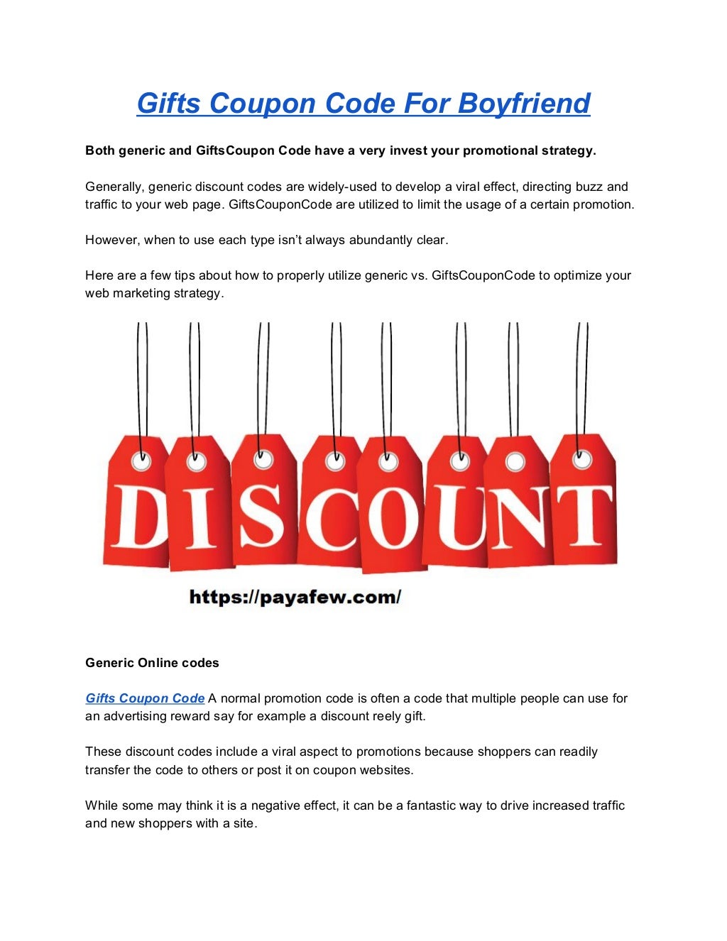 Gifts coupon code for boyfriend