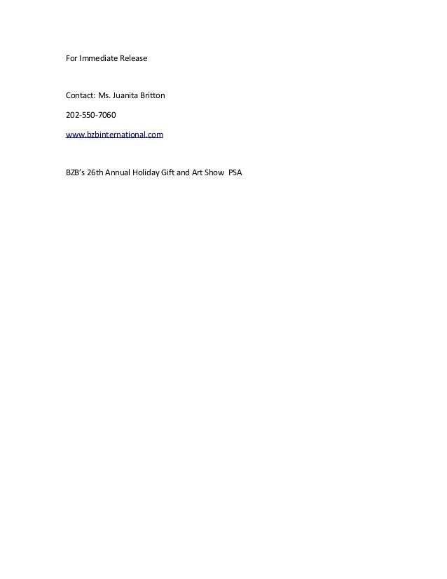 26th Annual BZB Holiday Gift and Art Show PSA