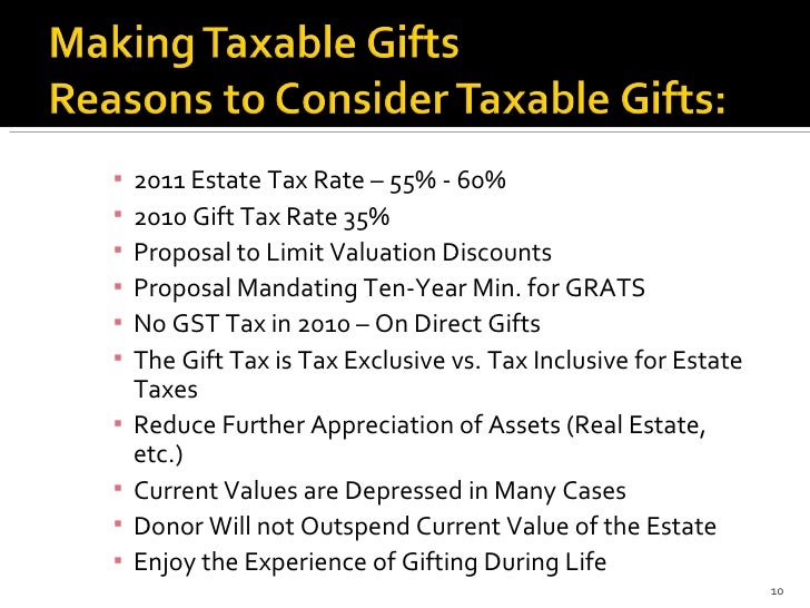 Making Taxable Gifts in 2010