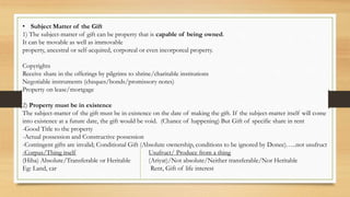 Gift, will and religious endowments in muslim | PPTX