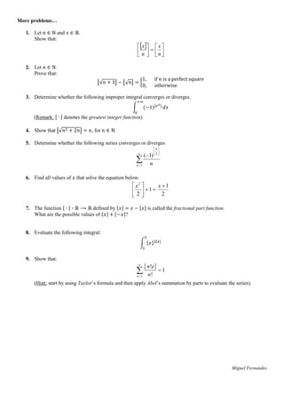 Greatest Integer Function - A collection of Calculus problems | PDF