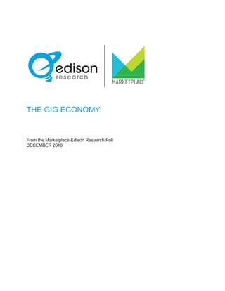 THE GIG ECONOMY
From the Marketplace-Edison Research Poll
DECEMBER 2018
 