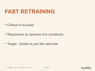 27-Mar-15Sckipio | How Do We Make G.fast Real35
FAST RETRAINING
• Critical to success
• Responsive to dynamic line conditions
• Target - limited to just few seconds
 