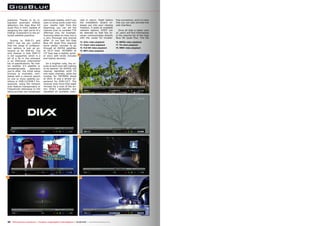 the installation wizard re-leases 
freedom, it looks at available 
network options. DHCP can 
be selected so that the re-ceiver 
with the router for trouble-free 
75 
76 
positions. Thanks to its in-tegrated 
detection, the Giga Blue HD 
Quad Plus is even capable of 
assigning the right ports of a 
DiSEqC multiswitch to the se-lected 
Turning to DVB-C2 and 
DVB-T now we can confirm 
that the range of configura-tion 
only downer is that DVB-T2 
is not supported, which is a 
bit of a fly in the ointment 
in an otherwise untarnished 
list of specifications. No mat-ter 
terrestrial/cable television 
you’re after, the initial setup 
process is invariably com-pleted 
on one or more satellite po-sitions 
scan feature transponders or 
frequencies belonging to the 
same provider are recognised 
72 
automatic DiSEqC 
satellite positions. 
options is just as ex-tensive 
as for DVB-S2. The 
whether it’s satellite or 
with a channel search 
or DVB-C2/DVB-T fre-quencies. 
Using the network 
and locked reliably, and if you 
want to bring some order into 
your results right from the 
beginning, you can set the 
channel scan to consider FTA 
offerings only, for example. 
Scanning takes its time, but is 
a very thorough and precise 
affair. In our test the Giga 
Blue HD Quad Plus required 
some eleven minutes to go 
through all ASTRA satellites 
at 19.2° East. HOTBIRD at 
13° East was a slightly quick-er 
story with seven minutes 
and twenty seconds. 
On a brighter note, the re-sults 
of each scan left nothing 
to be desired. On ASTRA, the 
receiver identified 1630 TV 
and radio channels, while the 
number for HOTBIRD stood 
at 2033. It was a similar ex-perience 
for DVB-C2/T. The 
receiver took more than eight 
minutes for a scan of the en-tire 
DVB-T bandwidth, but 
identified all available chan-nels 
73 77 
74 
78 
in return. Right before 
you into your viewing 
communicates directly 
32 TELE-audiovision International — The World‘s Largest Digital TV Trade Magazine — 05-06/2014 — www.TELE-audiovision.com 
connection, and it is here 
that you can also activate the 
web interface. 
Once all that is taken care 
of, users will find themselves 
in the channel list of the Giga 
Blue HD Quad Plus. This list 
72. DiVx video playback 
73. Flash video playback 
74. Full HD video playback 
75. MP4 video playback 
76. MPEG video playback 
77. TS video playback 
78. WMV video playback 
 