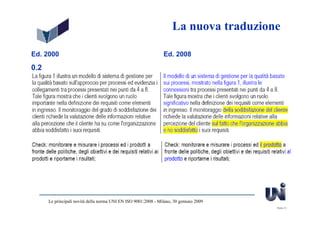 La nuova traduzione

Ed. 2000                                                        Ed. 2008
0.2




      Le principali novità della norma UNI EN ISO 9001:2008 - Milano, 30 gennaio 2009
                                                                                        Slide 31
 