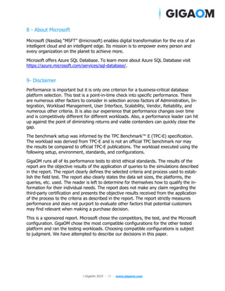 SQL in the cloud performance benchmarks | PDF