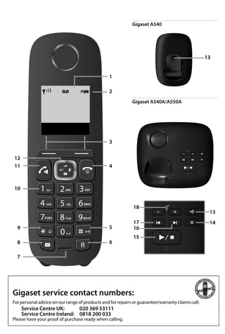 Gigaset A540A A550A Digital Cordless Telephone User Guide