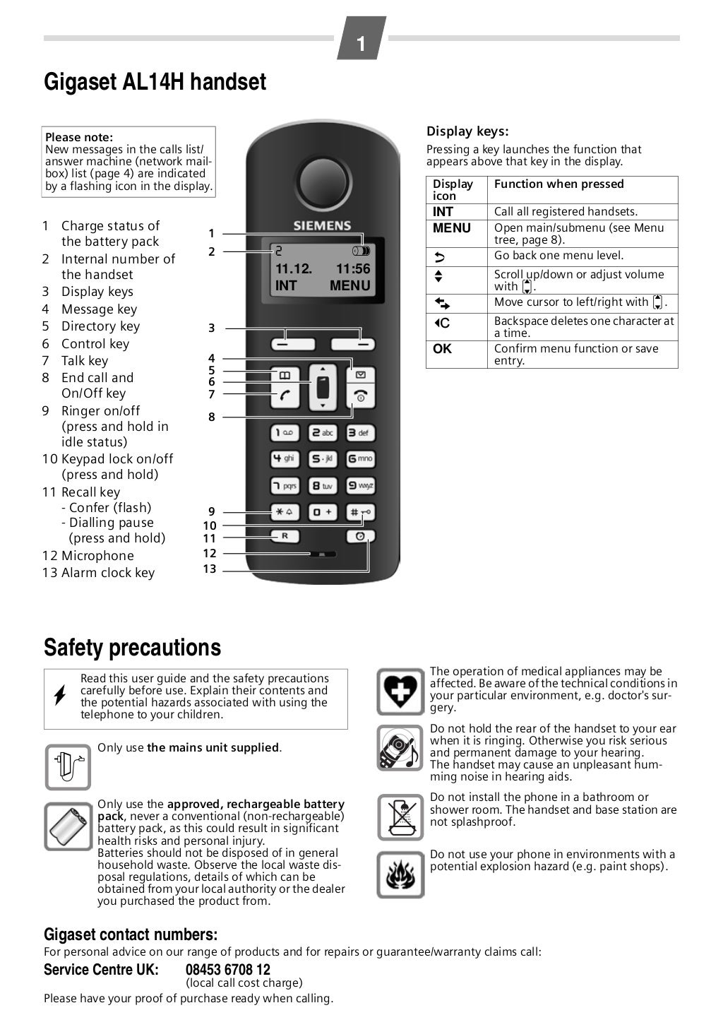 Gigaset AL14H Handset Manual