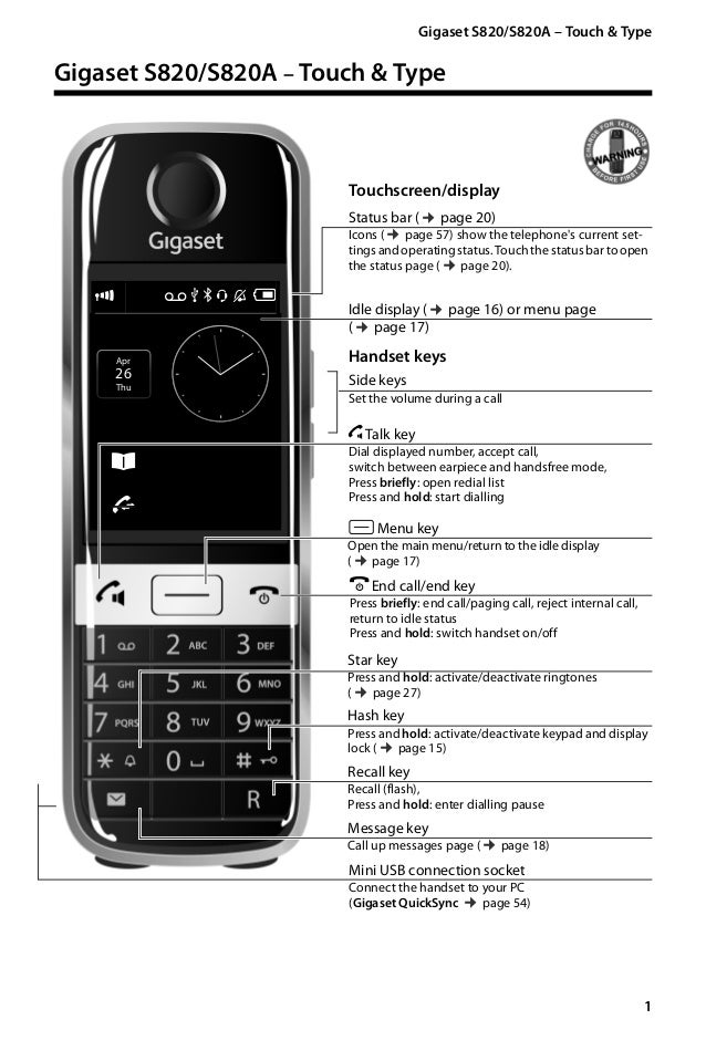 Gigaset S820A Digital Cordless Telephone User Guide