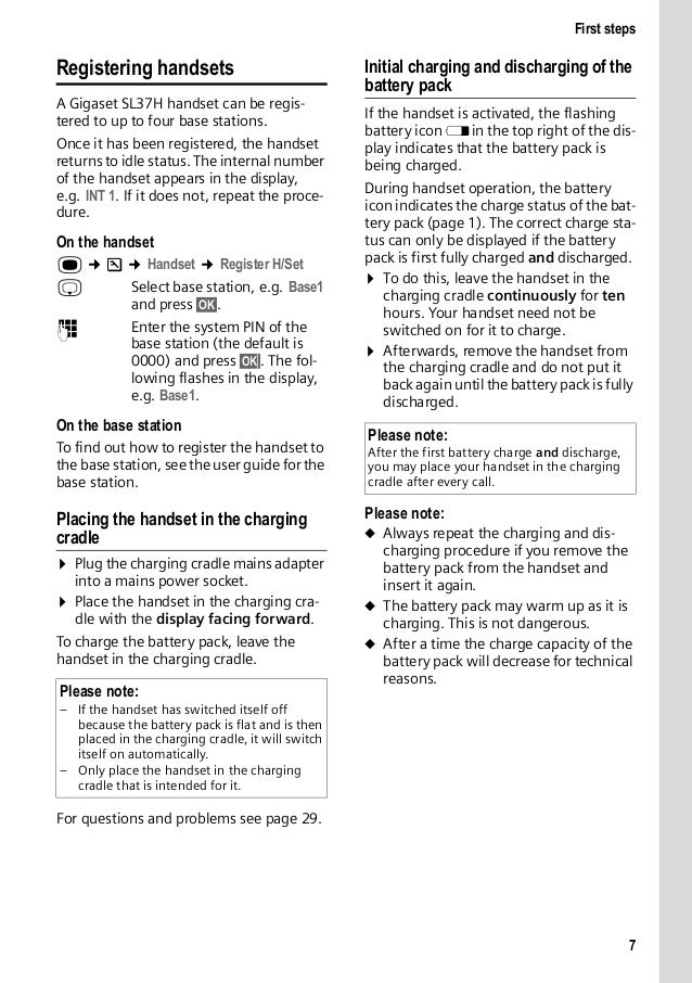 Gigaset Sl37 Handset Telephone User Guide