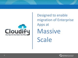 9
Designed to enable
migration of Enterprise
Apps at
Massive
Scale
 