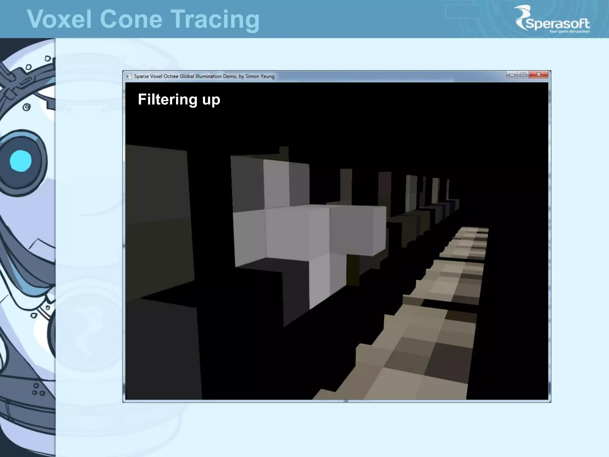 Voxel Cone Tracing
Filtering up

 