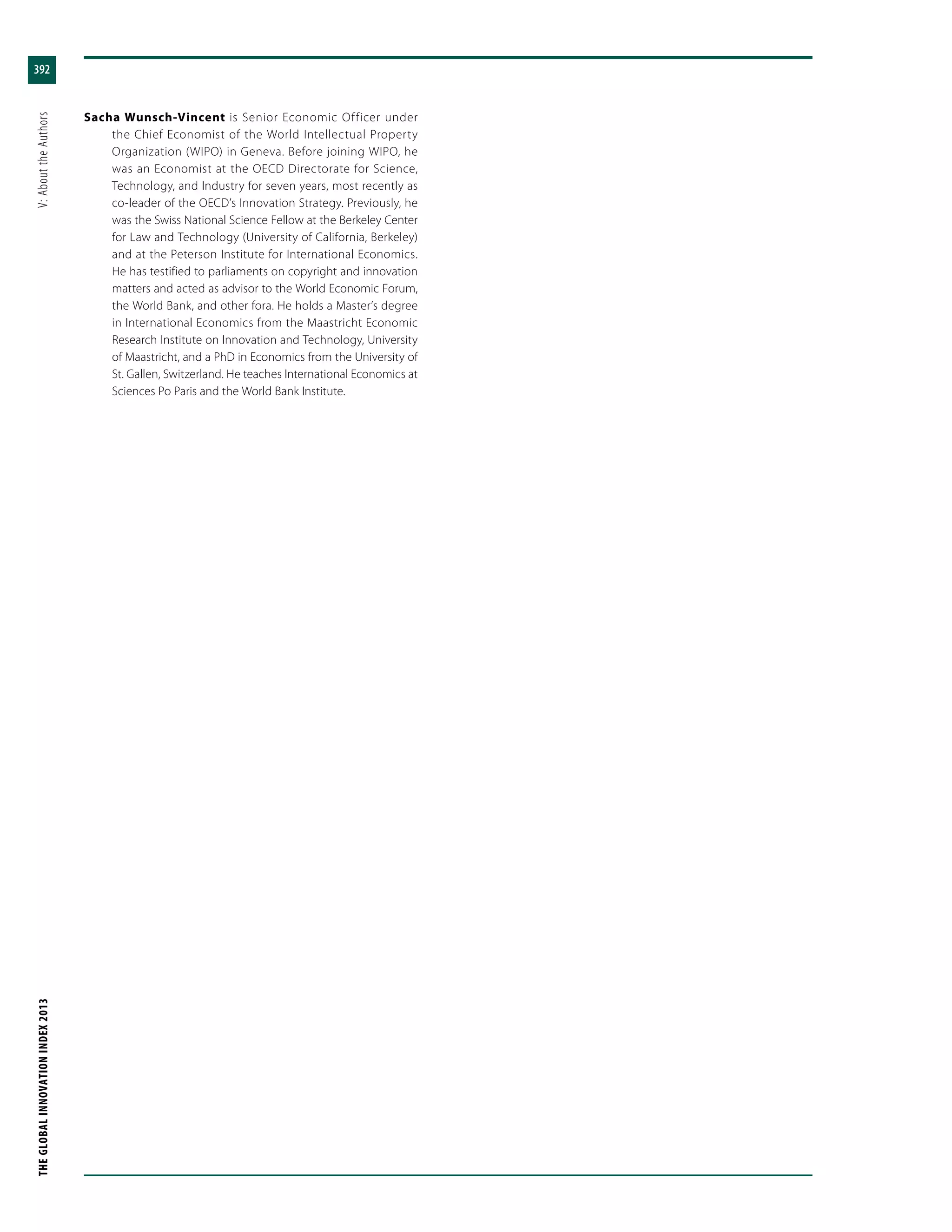 The Global Innovation Index 2013