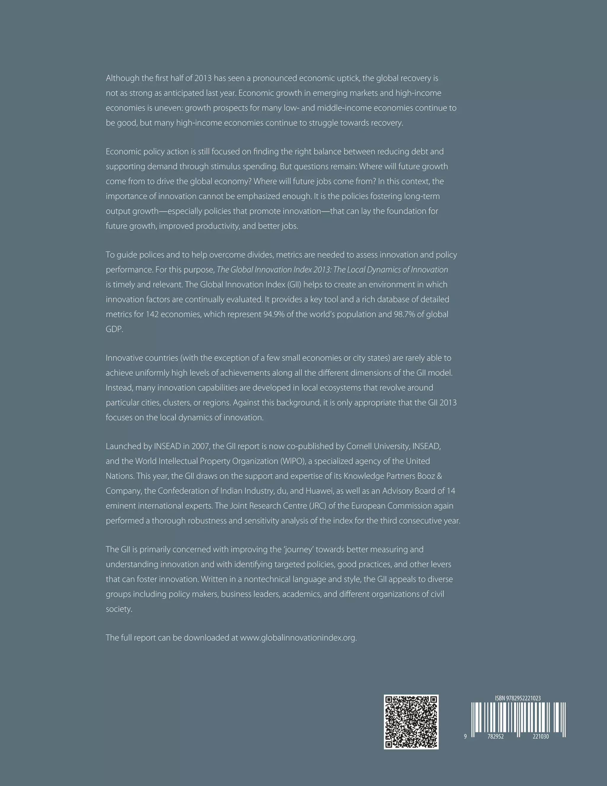 The Global Innovation Index 2013