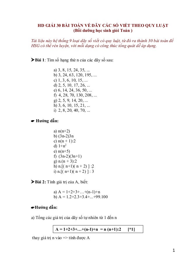 Giải 30 Bai Toan Day Số Hay Gặp