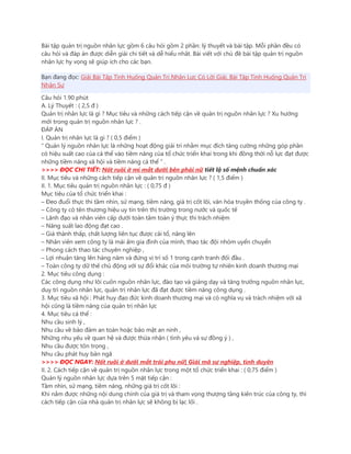 Giải quyết tình huống quản trị nhân sự