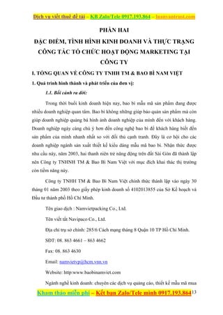 Giải pháp nhằm xây dựng và quản lý chương trình marketing trực tiếp tại Công ty TM & Bao Bì Nam Việt.doc