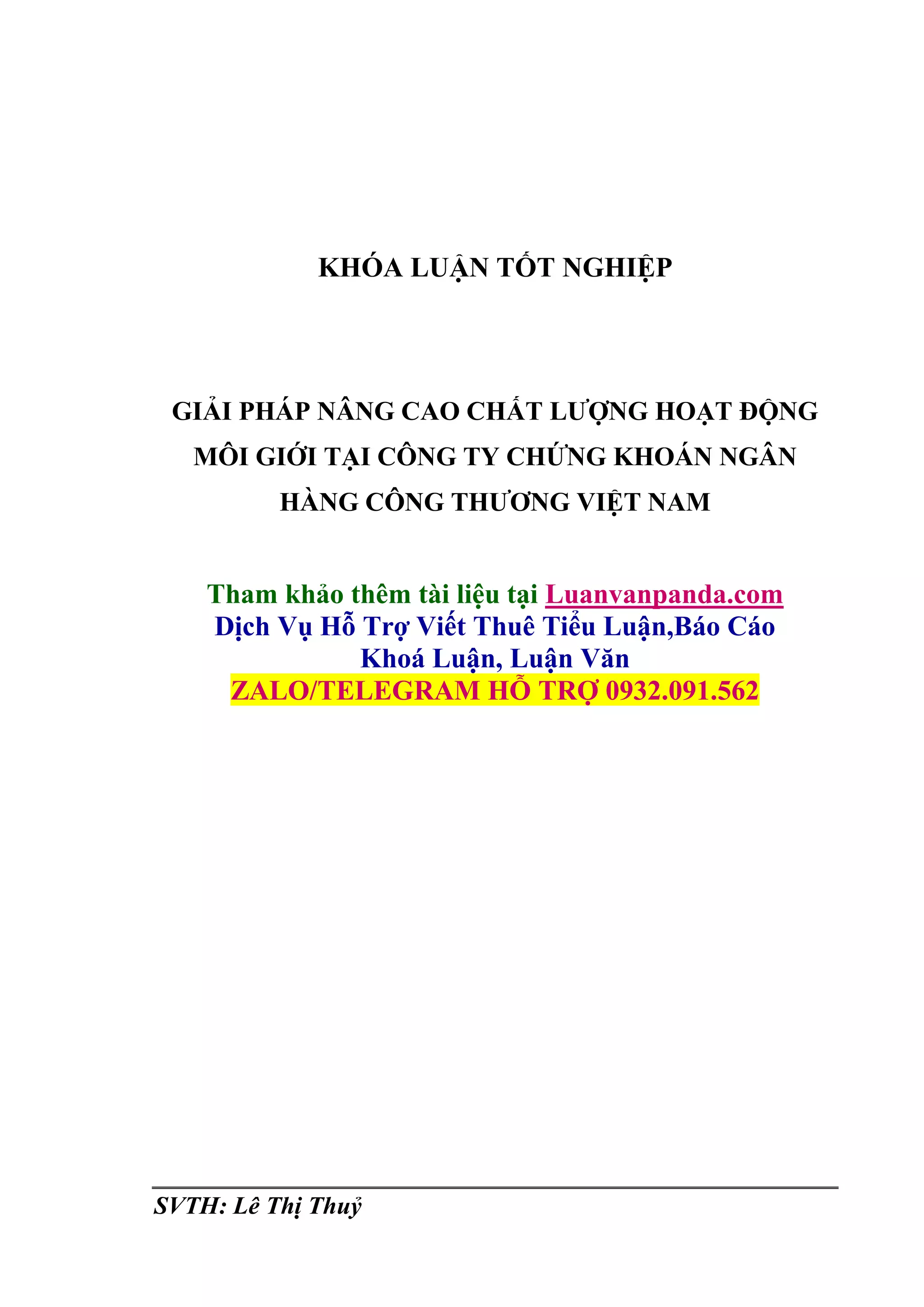 Giải Pháp Nâng Cao Chất Lượng Hoạt Động Môi Giới Chứng Khoán Tại Công Ty |  DOC