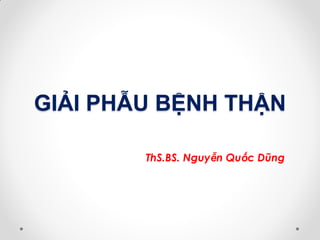 GIẢI PHẪU BỆNH THẬN
ThS.BS. Nguyễn Quốc Dũng
 