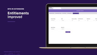 TwitchCon 2018 San Jose, California
Entitlements
Improved
BITS-IN-EXTENSIONS
 