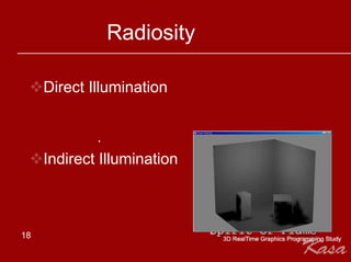 Radiosity

     Direct Illumination


             .
     Indirect Illumination



18
 