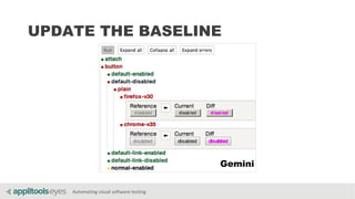 Automating visual software testing
UPDATE THE BASELINE
Gemini
 