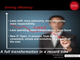 GIL MONACO 2015
Martin Péronnet
www.monaco.mc
Driving efficiency
A full transformation in a record time
 